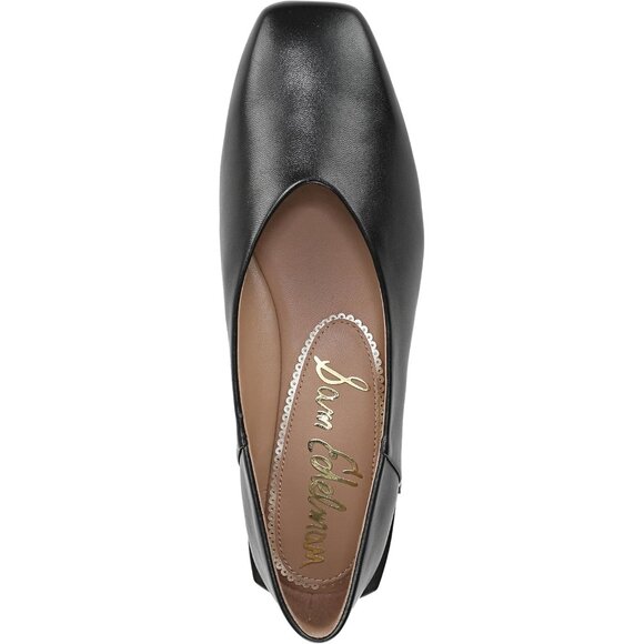 Sam Edelman Women Black Leather Pull-On Rounded Toe Classic  Ballet Flat Shoes - Picture 5 of 7